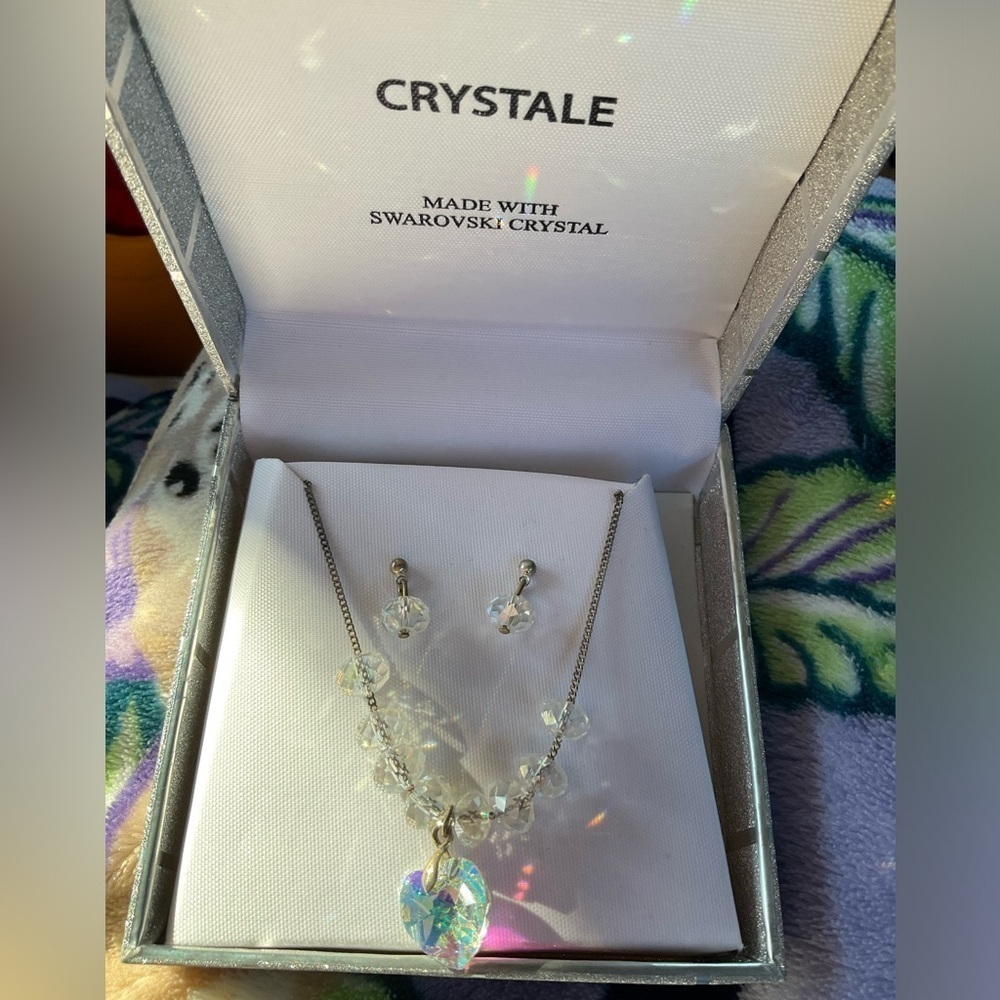 Crystale Swarovski Crystal Necklace Earrings Gift Set in Box - Picture 1 of 5